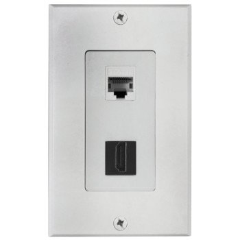 Zenith VW3001HDE2E HDMI and Ethernet Wallplate, 7-1/2 in L, 3-3/4 in W, 1 -Gang, Plastic, White, Flush Mounting