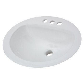American Standard AQUALYN Series 0476.028.020 Countertop Sink, Oval Basin, 3-Deck Hole, 20-3/8 in OAW, 17-3/8 in OAH