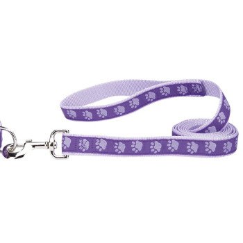 Casual Canine ZA8861 44 79 Two-Tone Pawprint Dog Lead, 4 ft L, 5/8 in W, Nylon Line, Purple