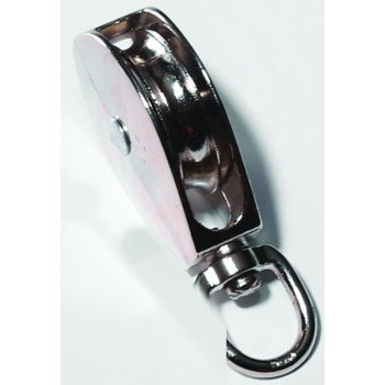 BARON 0173ZD-1 Rope Pulley, 1/4 in Rope, 1 in Sheave, Chrome