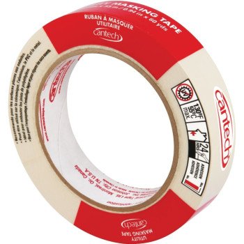 Cantech 302 Series 302-24 Masking Tape, 55 m L, 24 mm W, Natural