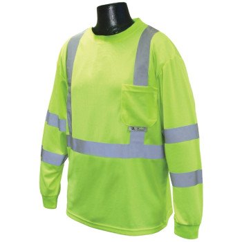Radians ST21-3PGS-L Safety T-Shirt, L, Polyester, Green, Long Sleeve, Pullover