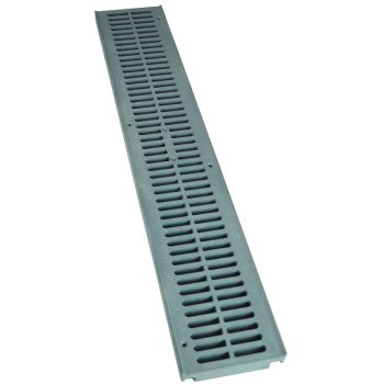 NDS 241-1 Drain Grate, 24 in L, 4.13 in W, Rectangular, 3/8 x 3-1/4 in Grate Opening, HDPE, Gray