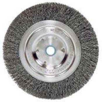 Weiler 36063 Wire Wheel Brush, 5 in Dia, 5/8 to 1/2 in Arbor/Shank, 0.014 in Dia Bristle, Carbon Steel Bristle