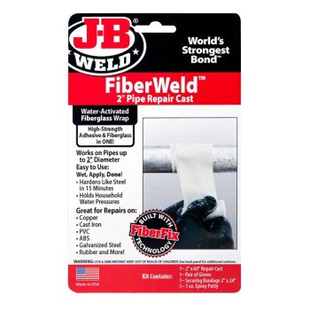 J-B Weld FiberWeld 38260 Pipe Repair Cast, 60 in L, 2 in W, Fiberglass, Off-White