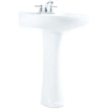 Craft + Main TP22074W Pedestal Sink, 4 in Faucet Centers, Vitreous China, 18-1/4 in OAL, 22-3/4 in OAW