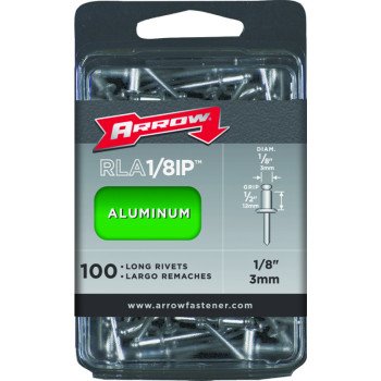 Arrow RLA1/8IP Pop Rivet, Long, 1/2 in L, Aluminum