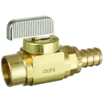 Dahl mini-ball 521-13-PX3 Straight In-Line Stop and Isolation Valve, 1/2 in Connection, Female Solder x PEX Crimpex