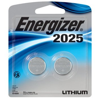 Energizer 2025BP-2 Coin Cell Battery, 3 V Battery, 170 mAh, CR2025 Battery, Lithium, Manganese Dioxide