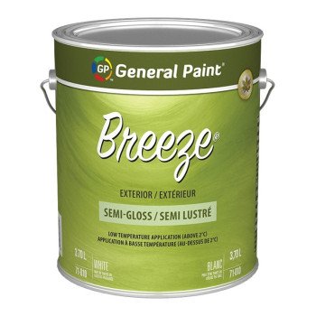 General Paint Breeze 71-010-16 Exterior Paint, Semi-Gloss, White, 1 gal