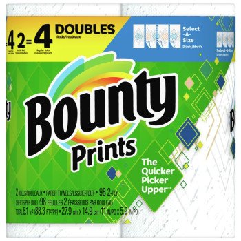 Bounty 66660 Double Roll Paper Towel, 2-Ply, 2/PK