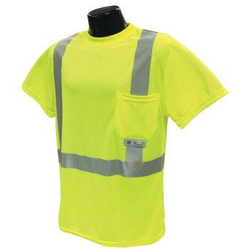 Radians ST11-2PGS-2X Safety T-Shirt, 2XL, Polyester, Green, Short Sleeve, Pullover