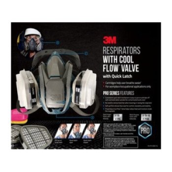 3M Cool Flow Pro 65023QLHA1C-PS Multi-Purpose Respirator, Combination Cartridge, Gray