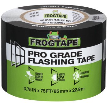 FrogTape 105724 Flashing Tape, 75 ft L, 3-3/4 in W, Black, Acrylic Adhesive