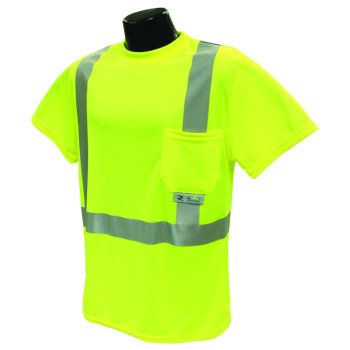 Radians ST11-2PGS-L Safety T-Shirt, L, Polyester, Green, Short Sleeve, Pullover