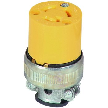 Arrow Hart 2493-BOX Locking Connector, 2 -Pole, 15 A, 125 V, Yellow