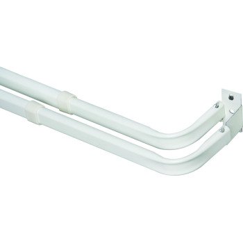 Kenney KN521 Curtain Rod, 2 in Dia, 28 to 48 in L, Steel, White