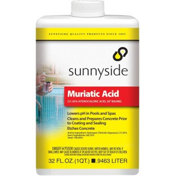 Sunnyside 71032 Muriatic Acid, Liquid, Pungent, Clear/Light Yellow, 1 qt, Bottle