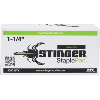 Stinger 136074 Cap Staple, 7/16 in W Crown, 1-1/4 in L Leg, 16 Gauge, Carbon Steel, Electro-Galvanized