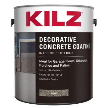 Kilz L378711 Decorative Concrete Coating, Gloss, Gray, 1 gal