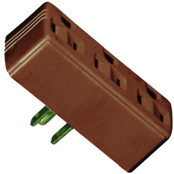 Eaton Wiring Devices BP1147B Outlet Adapter, 2 -Pole, 15 A, 125 V, 3 -Outlet, NEMA: NEMA 5-15R, Brown
