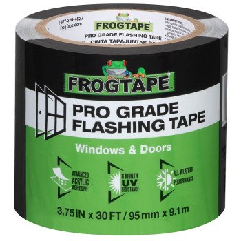 FrogTape 105723 Flashing Tape, 30 ft L, 3-3/4 in W, Black, Acrylic Adhesive