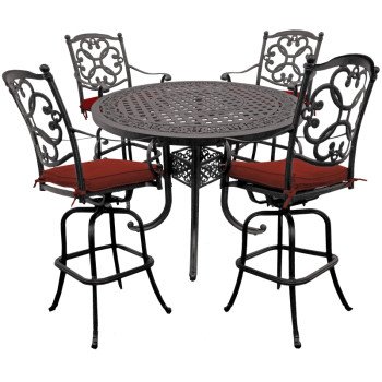 Seasonal Trends 161003 Athena Dining Set, 5-Piece, 4 Seating, Round Table, Cast Aluminum Tabletop, Dining Seat