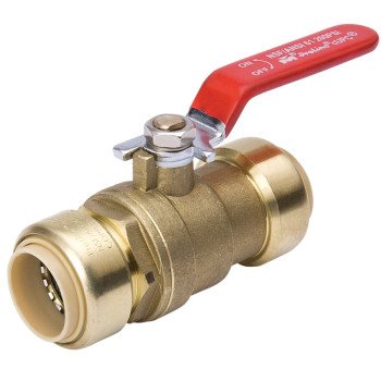 B & K 107-064HC Ball Valve, 3/4 in Connection, Push-Fit, 200 psi Pressure, Manual Actuator, Brass Body