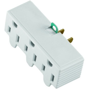 Eaton Wiring Devices BP1219W Outlet Adapter, 2 -Pole, 15 A, 125 V, 3 -Outlet, NEMA: NEMA 1-15 to 5-15, White