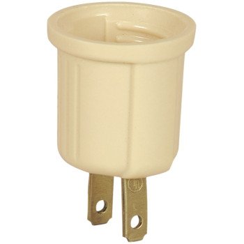 Eaton Wiring Devices BP738V Lamp Holder Adapter, 660 W, 2-Outlet, Thermoplastic, Ivory