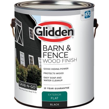 Glidden GRAB-N-GO GLBFEX10BL-1 Barn and Fence Finish, Flat, Black, Liquid, 1 gal