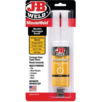 J-B Weld 50101 Epoxy Adhesive, Liquid, Ammonia, Light Yellow, 25 mL, Syringe