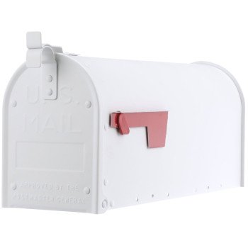 Gibraltar Mailboxes ADM11W01 Mailbox, 800 cu-in Capacity, Aluminum, Powdered, 6.9 in W, 20.8 in D, 9-1/2 in H, White