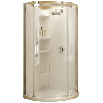 Maax 105760-000-001-10 Shower Kit, 36 in L, 36 in W, 78 in H, Acrylic, Chrome, Round, 8 mm Glass