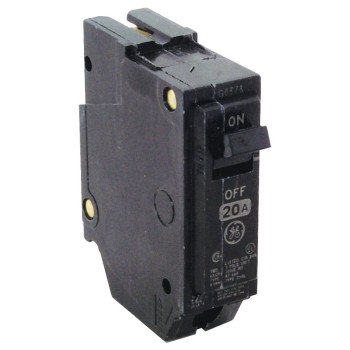 GE THQL1120 Feeder Circuit Breaker, Type THQL, 20 A, 1-Pole, 120/240 V, Non-Interchangeable Trip, Plug