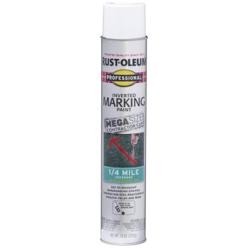 Rust-Oleum 350997 Inverted Marking Spray Paint, Flat/Semi-Gloss, White, 26 oz, Can