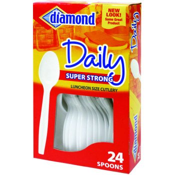 diamond 00044 Dinnerware Spoon Set, Polystyrene, White