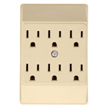 Eaton Wiring Devices C1146V Outlet Adapter, 2 -Pole, 15 A, 125 V, 6 -Outlet, NEMA: NEMA 5-15R, Ivory