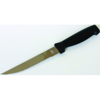 Chef Craft 20883 Utility Knife, Stainless Steel Blade, Plastic Handle, Black Handle, Serrated Blade