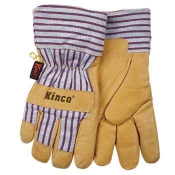 Heatkeep 1927-L Protective Gloves, Men's, L, 11-1/2 in L, Wing Thumb, Easy-On Cuff, Pigskin Leather, Palomino