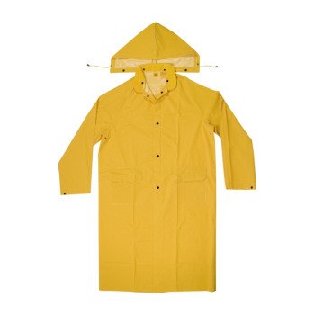 CLC CLIMATE GEAR Series R105L Protective Coat, L, PVC, Yellow, Detachable Collar, Snap Front Closure