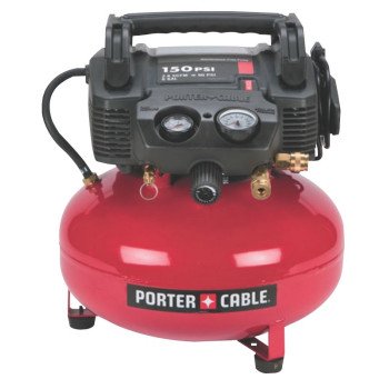 Porter-Cable C2002-WK Electric Air Compressor Kit, Tool Only, 6 gal Tank, 0.8 hp, 120 V, 150 psi Pressure, 2.6 scfm Air