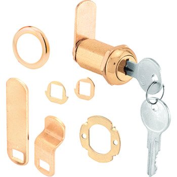 Defender Security U 9953KA Drawer and Cabinet Lock, Keyed Lock, Y13 Yale Keyway, Brass