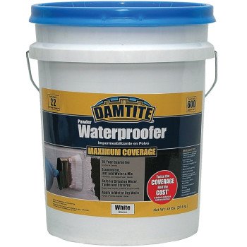 Damtite 01451 Powder Waterproofer, White, Powder, 45 lb Pail