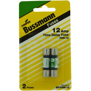 Bussmann BP/FNM-12 Time Delay Fuse, 12 A, 250 V, 10 kA Interrupt, Melamine Body