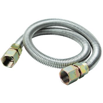 B & K G012SS151524RP Gas Connector, 3/4 in, FIP, Stainless Steel, 24 in L, 5/8 in OD