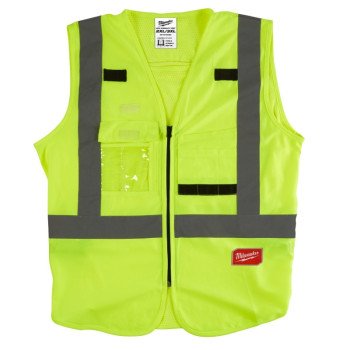 Milwaukee 48-73-5023 High-Visibility Safety Vest, 2XL, 3XL, Unisex, Fits to Chest Size: 46 to 50 in, Polyester, Yellow