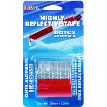 Incom RE2110 Reflective Tape, 10 ft L, 2 in W, Red/Silver
