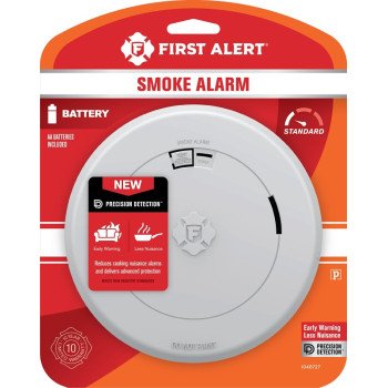 First Alert 1046727 Smoke Alarm, 120 V, Photoelectric Sensor, 85 dBA, White