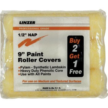 Linzer RS1443 Paint Roller Cover, 1/2 in Thick Nap, 9 in L